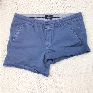 Stretchy mid rise blue shorts